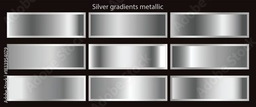 set colour gradients, Set gradien metalik. Silver swatches collection , set Silver gradients metallic gradients, Vector set of Silver metallic gradients.eps