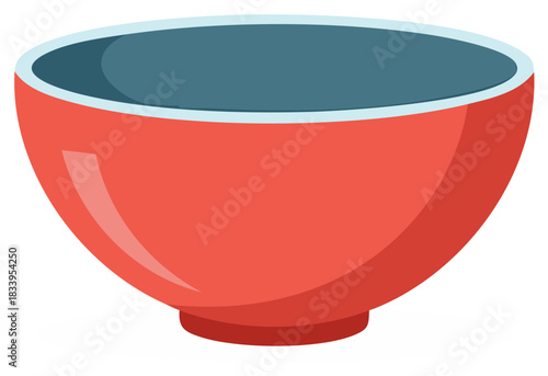 Red Bowl Illustration Graphic Kitchenware Home Goods