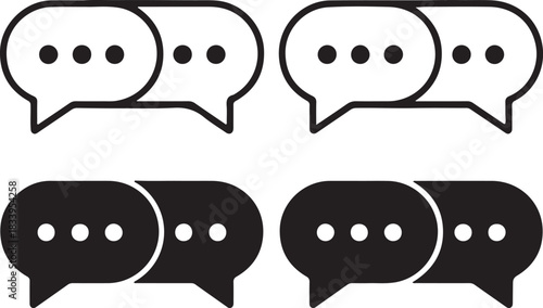 Chat Bubble with Ellipsis Icon Line Art