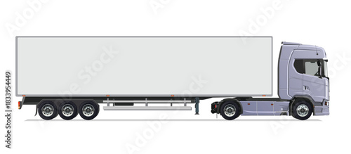 icon logo sign grey truck super auto haul diesel big large heavy long box side view blank dump power euro 3d load semi lorry work safety motor wings vector style detail view white

