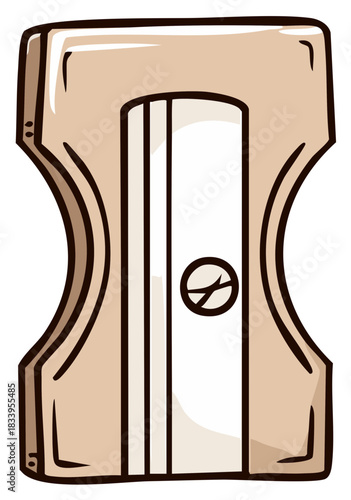 Illustrated Tan Pencil Sharpener Tool Supplies Stationeries Equipments Utensils Flat Vector Illustration