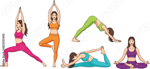 Find your inner zen with these yoga poses for flexibility and balance, empowering wellness and fitness journey with mindful movement and colorful style