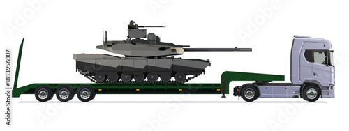 icon logo sign tank military art vector design side view template isolated white metal modern element war army loading heavy tow truck car automobile gun

