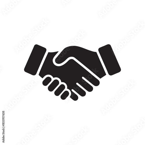 Black and white handshake icon business partnership agreement vector illustration for finance and corporate cooperation