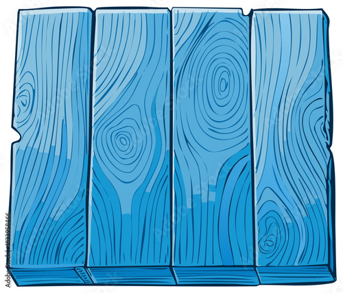 Illustration of a rustic blue wooden surface texture featuring planks and wood grain