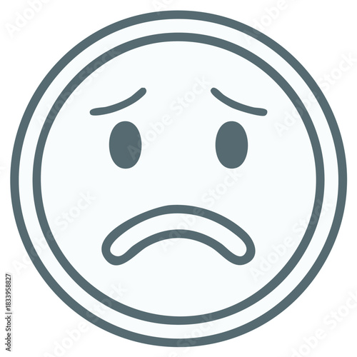 Sad face emoji icon expressing unhappiness sorrow or disappointment
