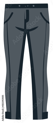 Vector Illustration of Dark Grey Mens Trousers for Fashion and Apparel Design