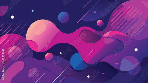 Abstract design showcasing smooth waves in purple and pink hues, blending together for a striking visual impact..eps