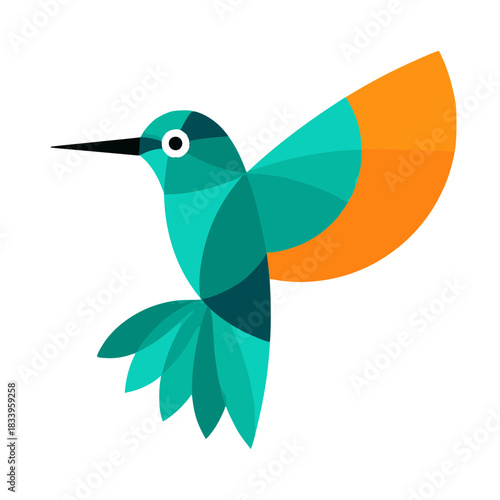 Cute Geometric Hummingbird Vector