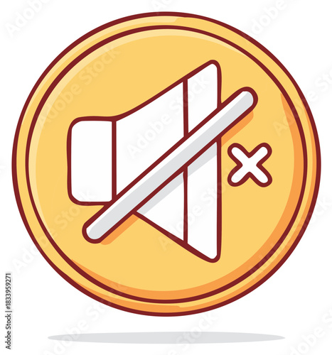 Mute Speaker Icon Circle Illustration No Sound Audio Off Button Interface Element