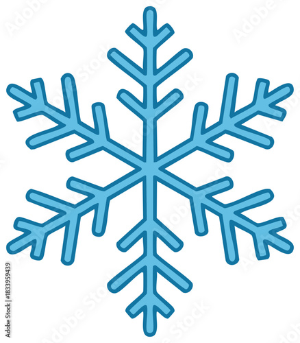 Blue snowflake icon, vector illustration for winter, ice crystal with cartoonish style