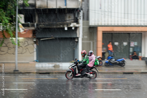 rains on the city on streets