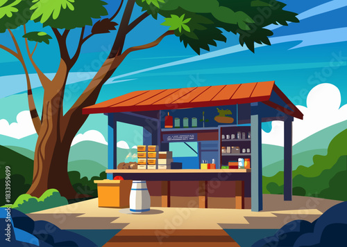 Food stand under tree