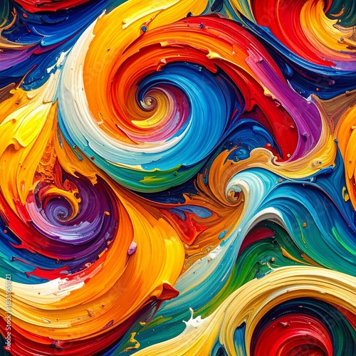 Vibrant Bold Oil Paint Swirl Texture – Seamless Abstract Colorful Pattern