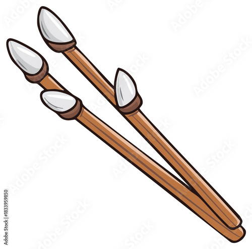 Pussy Willow Catkins with Fuzzy Buds Vector Illustration of Spring Branches