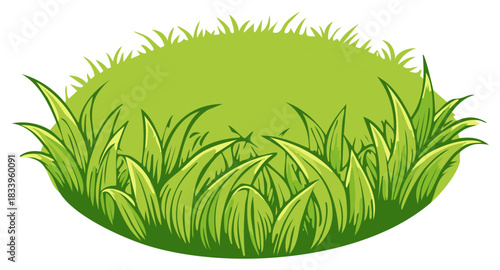Stylized Lush Green Grass Lawn or Meadow Patch Vector Illustration