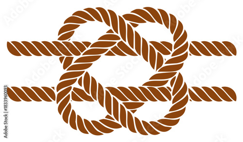Brown rope tied in a knot illustration for nautical and maritime themes