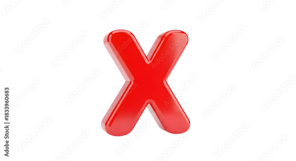 Fototapeta premium Red letter x isolated on transparent background