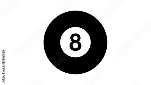 A classic black eight ball from a game of pool isolated on a clean white background.