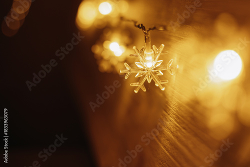 Golden christmas lights background