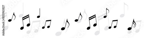 Vector flying notes isolated on white background