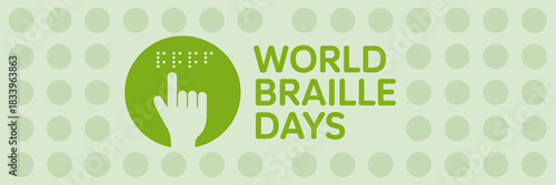 Celebrating World Braille Day Awareness Graphic with Hand and Braille Promoting Accessibility and Inclusivity for the Visually Impaired