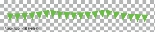 Green triangle flags. isolated on a transparent background