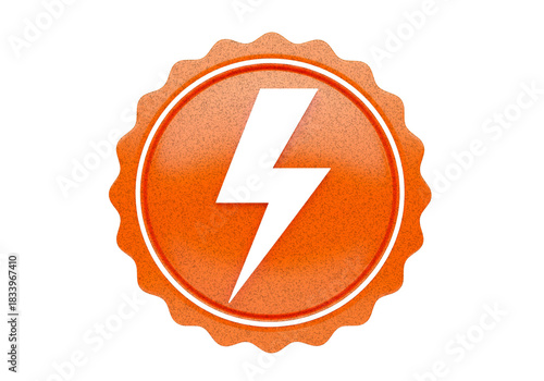 Clean Orange Badge Featuring White Lightning Bolt Power Energy Speed Icon