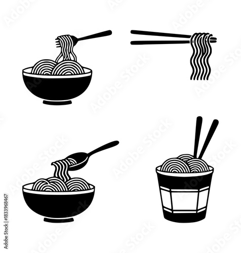 noodle silhouette set, isolated background