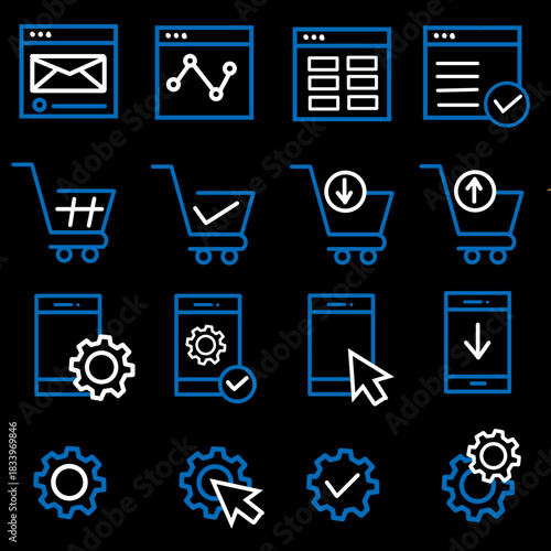 Cyber Monday icon set. Duotone color. Vector illustration. Containing cybermonday, discount, blackfriday, calendar, gift.