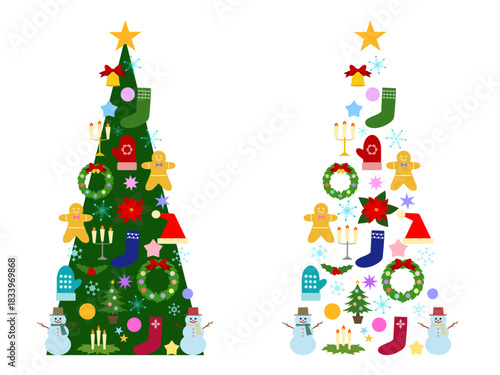  かわいいクリスマスツリーのイラスト(行事18）