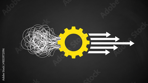 Gear transforming chaos into organized direction and flow