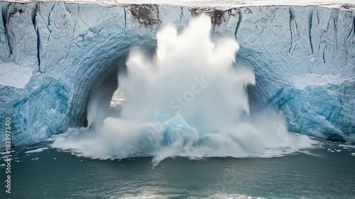 Spectacular Glacier Ice Cave Collapse and Calving Event.