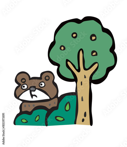 茂みからのぞいているクマ
animal_bear