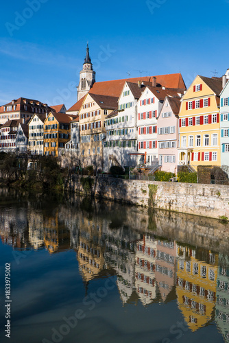 Universitätsstadt Tübingen am Neckar. 
University town of Tübingen on the Neckar River.