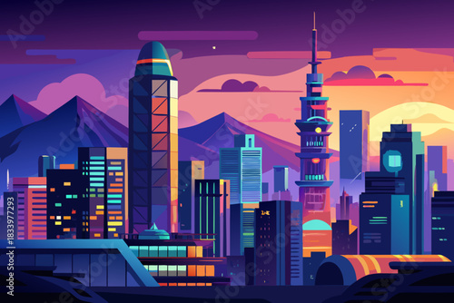 Cityscape at sunset