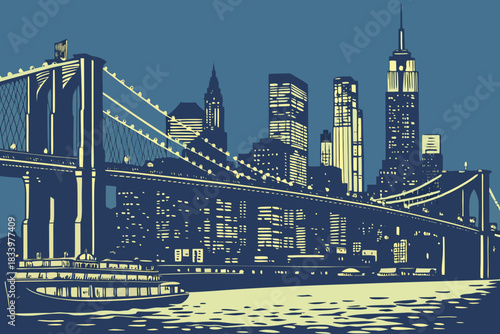 Brooklyn bridge and new york city skyline