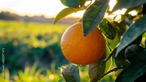 Orange Fruit on Tree Branch with Sunlight