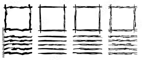 筆で書いたブラシのセット。四角い枠が作れます。