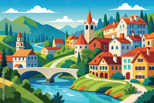 vector illustration of castle