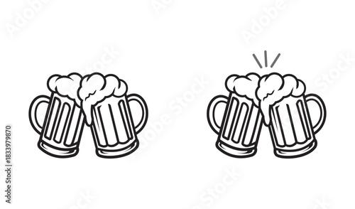 Elegant Beer Toast Vector design for Festive Celebration, Party Cheers ,pub, Oktoberfest and drink themed decoration .