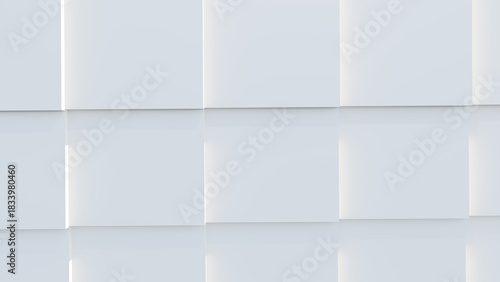 Wallpaper Mural Minimalist 3D render of white rectangular wall panels with soft lighting and subtle reflections. Clean geometric background suitable for architecture, design, branding, and modern visuals Torontodigital.ca