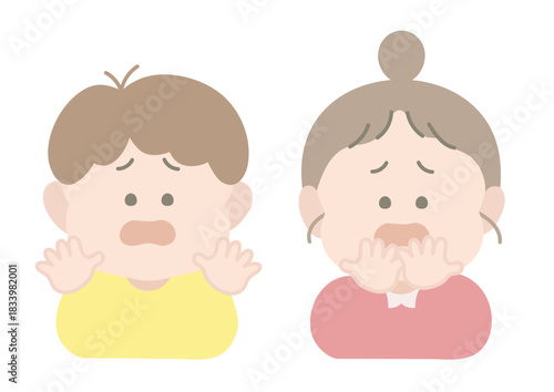 嫌な顔をする男の子と女の子　ポーズ　表情