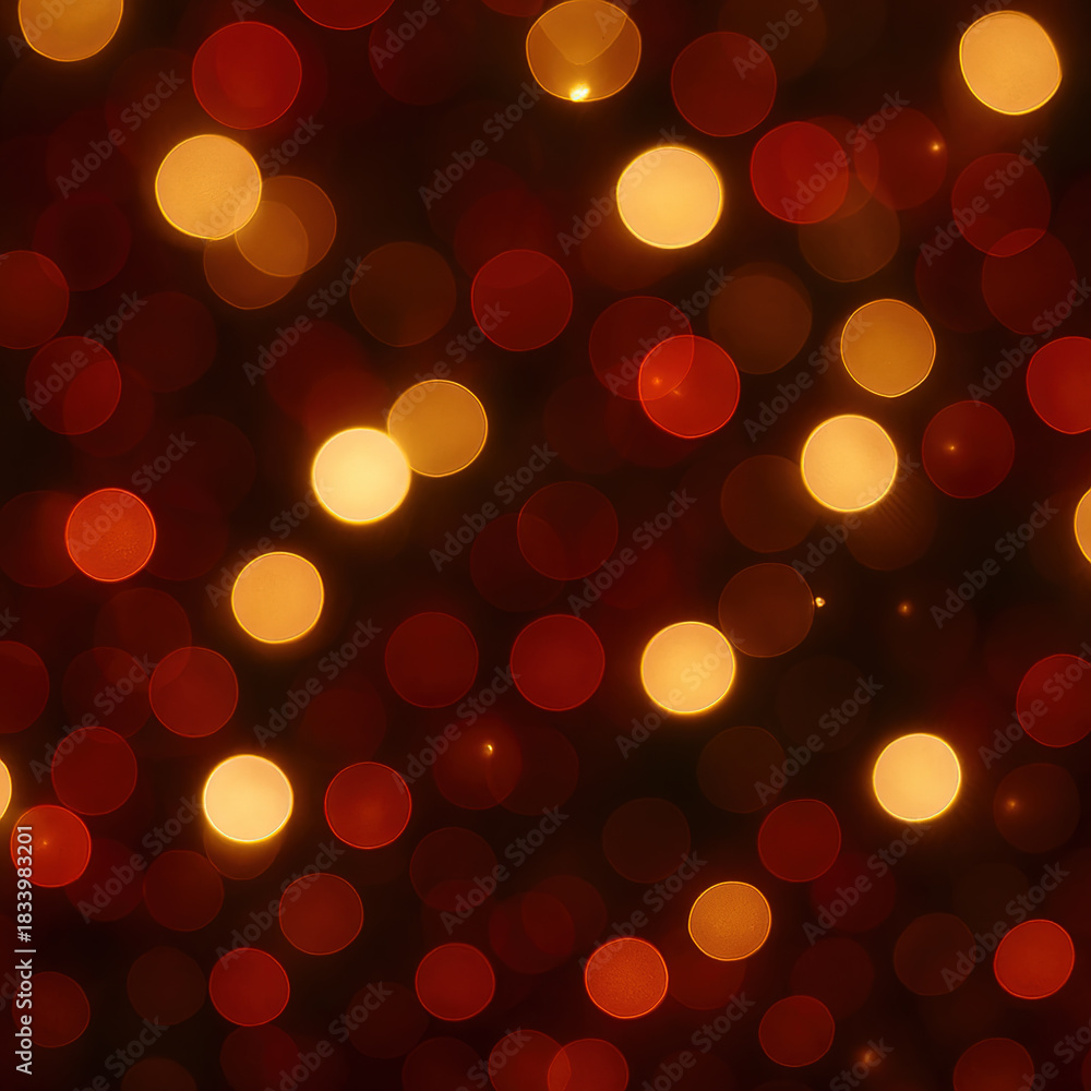 Obraz premium Vibrant red and golden glowing bokeh lights, smooth blur and warm festive illumination, joyful christmas celebration atmosphere, perfect holiday background.