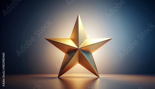 A polished golden star object standing against a gradient background with soft lighting gold star trophy