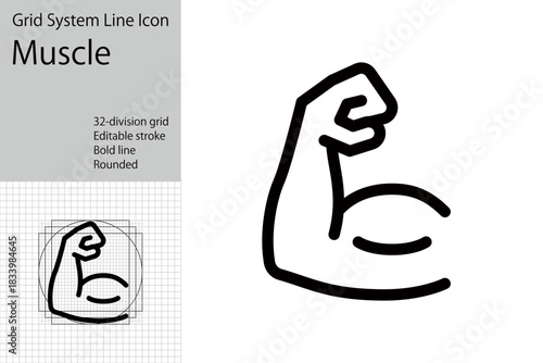 Muscle and strength icon, strength training, fitness gym logo