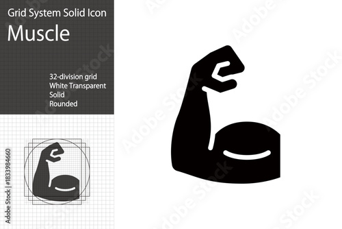 Muscle and strength icon, strength training, fitness gym logo