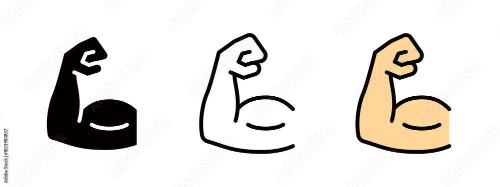 Naklejka premium Muscle and strength icon, strength training, fitness gym logo