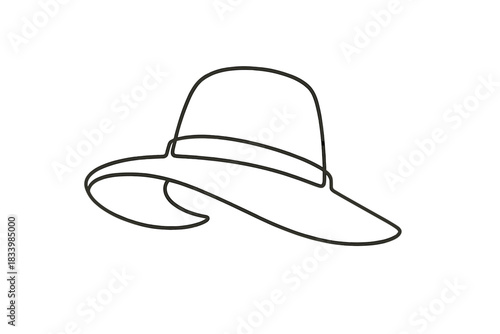 Minimalist outline of a wide-brimmed hat