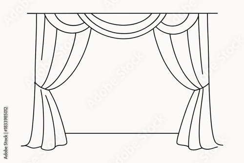 Outline of theater curtains with elegant draping design